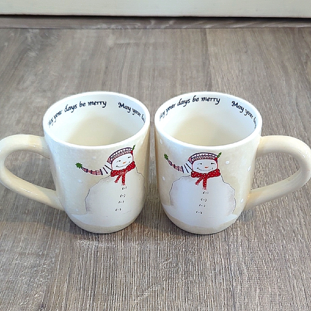 Oneida Snowmates Snowmen Holiday Mugs Set Of 2